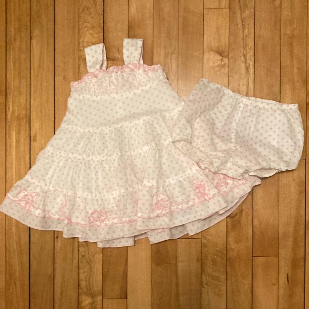 Lydia Jane Baby Girl Dress with Matching Diaper Cover/ Bloomer Polka Dot 12M